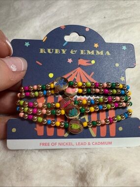 Ruby & Emma set of 5 stretchy bracelets with coastal charm